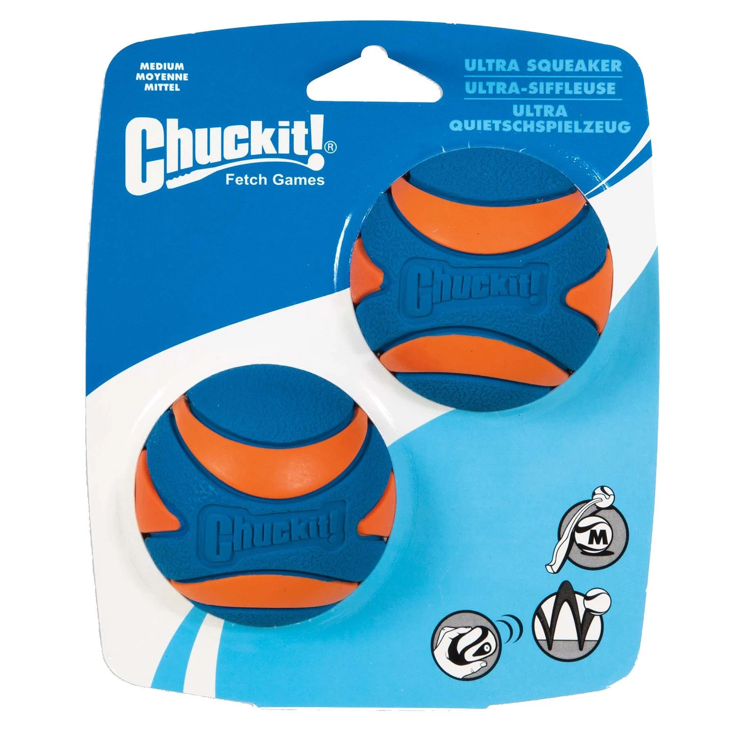 Chuckit! Chuckit Chuckit Ultra Squeaker Ball - Met Piep - M - ø 6 Cm - 2-pack 1 Chuckit! Chuckit Chuckit Ultra Squeaker Ball - Met Piep - M - ø 6 Cm - 2-pack